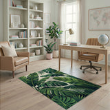 Green Lush Green Monstera Banana Leaf Area Rug