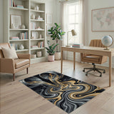 Molten Gold Silver Pipe Flow Abstract Rug