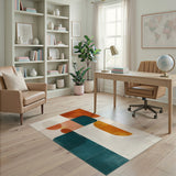 Geometric Modern Blue and Teal Blue Teal Geometric Area Rug