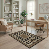 Beige Greek Key Labyrinth Area Rug