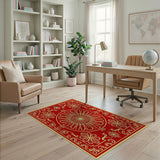 Red Gold Ornate Persian Medallion Rug
