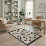 Tribal Star Motif Area Rug in Beige