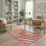 Bold Red Diagonal Stripe Area Rug