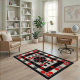 Retro Pixel Geometric Red Area Rug