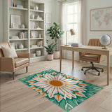 Teal Green Mandala Sunflower Area Rug