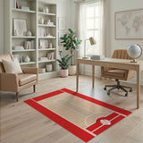 Baseball Diamond Area Rug with Red Borders