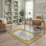 Golden Ornate Filigree Border Rug