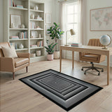 Nested Gray Frames Geometric Area Rug