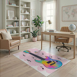 Vibrant Tie-Dye Electric Guitar Music Area Rug