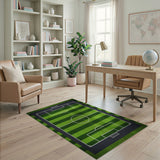 Geometric Modern Soccer Field Green Area Rug