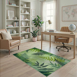 Green Lush Green Fern Silhouette Area Rug