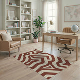 Cream and Rust Wavy Abstract Area Rug