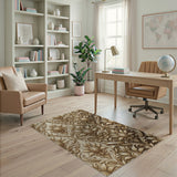 Opulent Gold Damask Baroque Area Rug