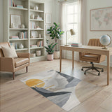 Geometric Grey Mountains Sunrise Rug