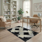 Black White Dotted Diamond Geometric Rug