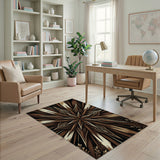 Distressed Brown Mandala Starburst Area Rug