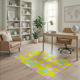 Playful Easter Egg Pattern Yellow Area Rug