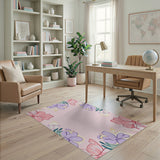 Pink Blush Pink Purple Floral Area Rug