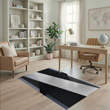 Geometric Abstract Area Rug in Black White Blue