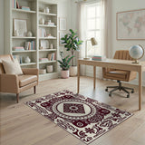 Cream Maroon Traditional Persian Mandala Rug