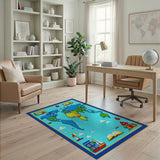 Pixelated World Map Kids Area Rug