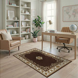 Ornate Gold Border Traditional Persian Area Rug
