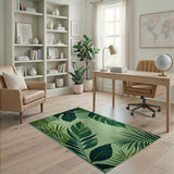 Lush Green Monstera Leaf Boho Chic Area Rug
