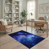 Abstract Area Blue and Teal Cosmic Nebula Galaxy Area Rug