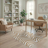 Beige and Neutral Abstract Area Beige Abstract Wave Area Rug