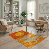 Orange Sunset Canyon Geometric Area Rug