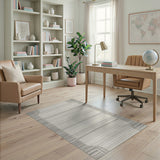 Framed Grey Striped Area Rug