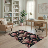 Vintage Pink Magnolia Blossom Area Rug