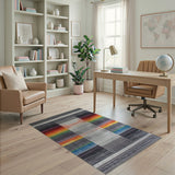 Vibrant Rainbow Striped Geometric Area Rug