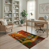 Autumn Orange Tree-Lined Path Rug