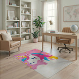 Sparkling Pink Unicorn Kids Shag Rug