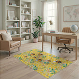 ODIKA Washable Bee & Honeycomb Low Pile Kids Area Rug - Non-Slip