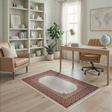 Ornate Greek Key Beige Border Area Rug
