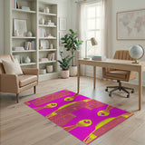 Hot Pink Pixelated Fish Geometric Area Rug