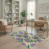 Purple Purple Daisy Floral Pattern Area Rug