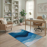 Serene Blue Wave Layers Area Rug
