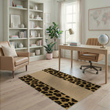 Brown Leopard Print Tan Woven Area Rug