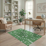 Green Intricate Green Maze Geometric Area Rug