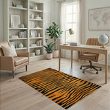 Wild Orange Tiger Stripe Area Rug