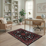 Skull Rose Red Persian Area Rug