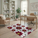 Red Poinsettia Floral Pattern Floral Vintage Area Rug