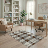 Rustic Farmhouse Brown Tan Plaid Rustic Farmhouse Area Rug