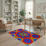 Vibrant Red Blue Floral Area Rug