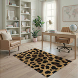 Tan Leopard Print Boho Area Rug