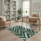 Gradient Green Chevron Zigzag Area Rug