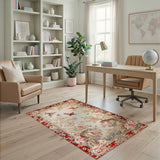Red Floral Tiger and Bird Area Rug